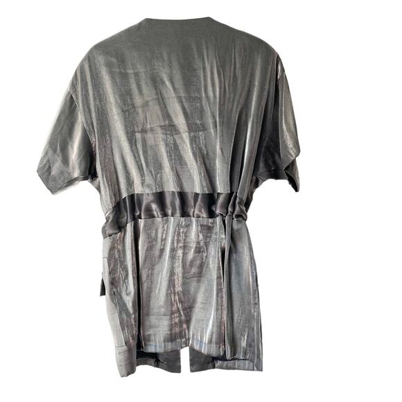 Miss California Apparel Vintage 70s Silver Metallic Zipper Jacket Drawstring MED - Picture 5 of 8